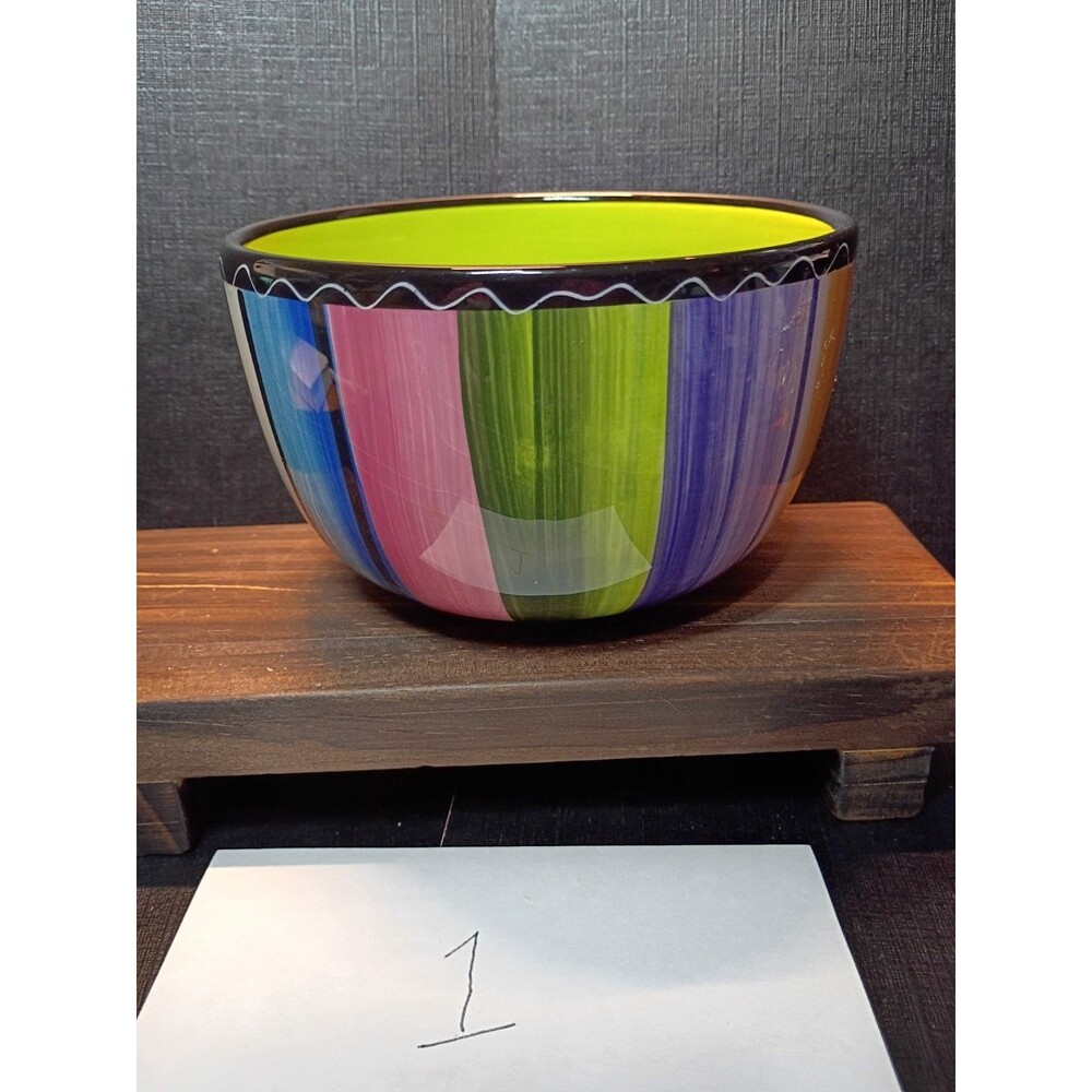 Nancy Green SERAPE Striped Bowls SET OF 2 Certified International MULTI-COLOR - Picture 4 of 16